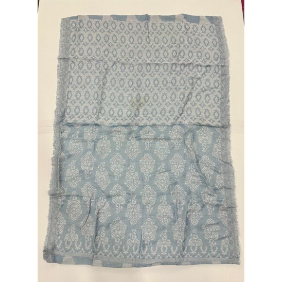 Saree Shawl Stole Blue White Banasari - Picture 1 of 5